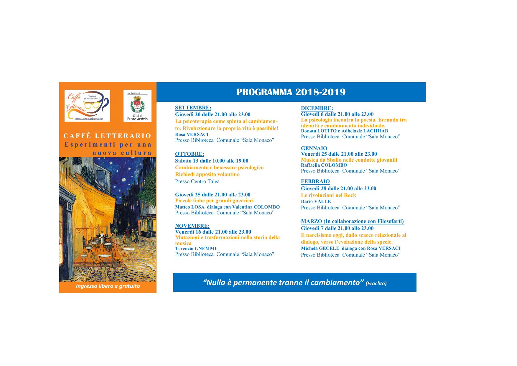 Locandina stagione 2018-2019